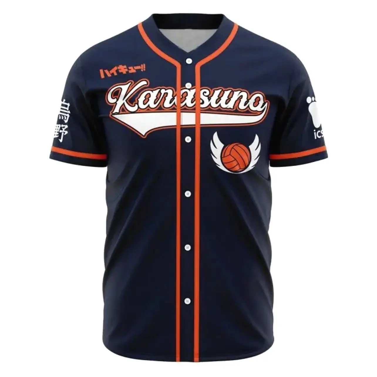 BaseMode Jerseys Karasuno Hinata Haikyuu Baseball Jersey Anime Sports Team All-Over Print Unisex Loose Fit 100% Polyester V-Neck Short Sleeves