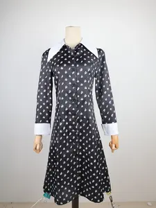 Adam's Wednesday Print Dress, Role Play Stage Performance Host Costume, Birthday Party Evening Gown, Cute Fitted Plain H-Type, Evening Party Dresses