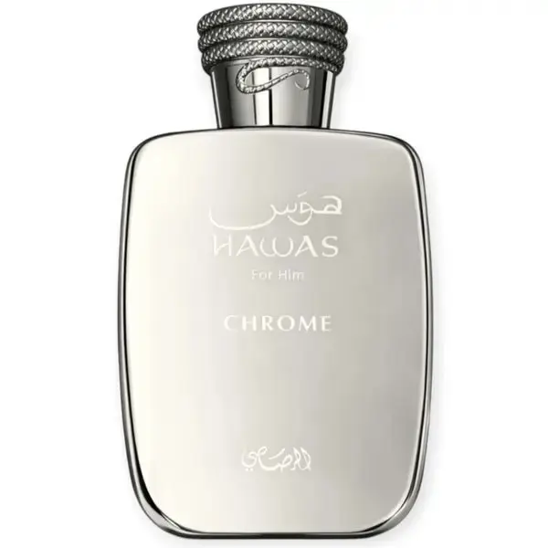 Rasasi Hawas Chrome Eau de Parfum for Men, Long-Lasting Aquatic Spray with Tropical Fruits and Amber Notes, 3.38 fl oz / 100ml, Edp, Youth, Men's Cologne, 3 To 3.9 Fl Oz