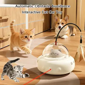 Electric Interactive Cat & Dog Car Toy, Automatic Rechargeable with Laser Pointer & Feather Teaser Wand - Engage Pets, Perfect Christmas & New Year Gift