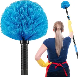 Soft Handheld Cobweb Duster Brush, Adjustable Twist-On Wall Cleaner, Fits Standard US 3/4-in Handles, Indoor-Outdoor Spider Web & Corner Cleaning Tool