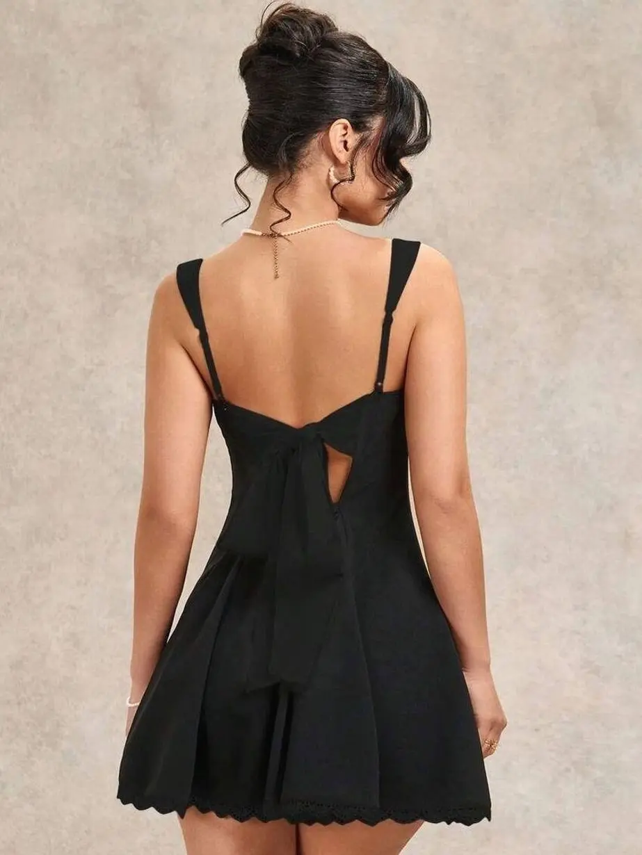 backless boho wedding dress Grace Strapless Statement Bow Gown- Black – Moda Glam Boutique main image 1