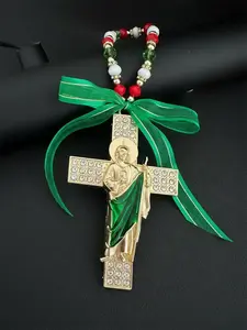 Saint Jude Cross Charm Catholic Gift, Virgen De Guadalupe Pendant, San Judas Tadeo Car Hanging, Home Door Hanger, Christmas Decoration