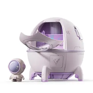 USB-Powered Space Capsule Humidifier with Large Mist Output, Quiet Operation, Night Light for Bedroom, Home Office Desktop