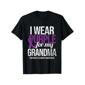 I Wear Purple for Grandma Pancreatic Cancer Awareness T-Shirt |   Comfort Fit Men'S Tee, Crew Neck, Ultra Soft, Breathable, Moisture Wicking, Casual Summer Tee, Must-have Fashionable Tee