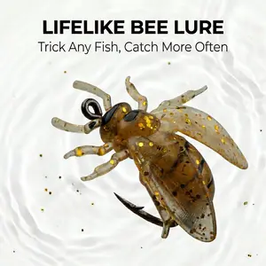 Bee Soft Lure Fly Fishing Hooks, Reflective Insect Bait, Micro Lures for Bass, Bluegill & Perch