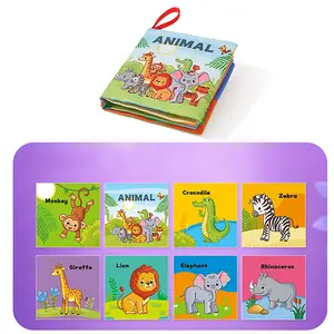 Baby Fabric Book with Crinkle Sound, Interactive Tear-Resistant Cognitive Toy, Early Learning Sensory Gift for Boys Girls, Learning Books