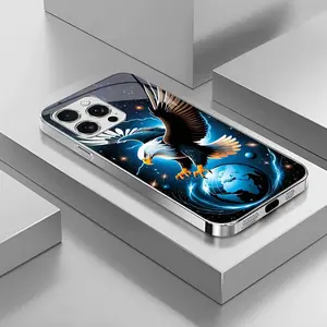 Suitable for [iPhone 15 Pro Max] Light luxury crystal eagle pattern and scorpion glass electroplated mobile phone case, exquisite and gorgeous 995