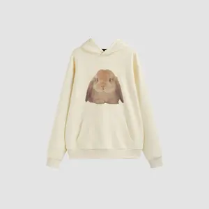 Cider Cotton-blend Rabbit Graphic Pocket Oversized Hoodie