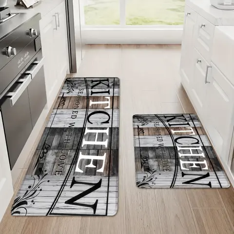 1pc Classic Dark Wood Grain Non-Slip Kitchen Runner Rug - High Resilience, Absorbent, Stain-Resistant Floor Mat for Living Room Decor, Kitchen Rugs Mats