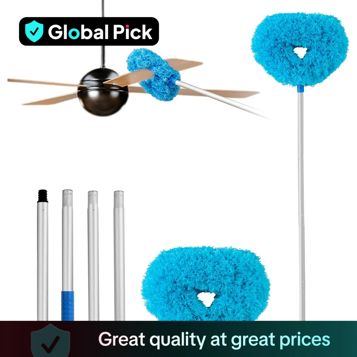 Ceiling Fan Cleaner Duster with Extension Pole, 1 Set Dust Removal Brush, Removable and Washable Microfiber Ceiling and Fan Duster, Cleaning Supplies,