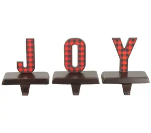 Northlight 3 Buffalo Plaid "JOY" Stocking Holder Northlight 3 Buffalo Plaid "JOY" Stocking Holder