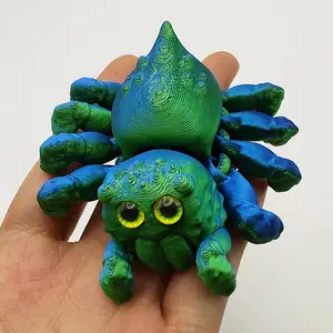 3D Printed Spider Statue with Expressive Eyes, Miniature Jointed Animal Figure for Desktop Decor, Perfect Halloween Prank Gift, Sculpture Desk Decor