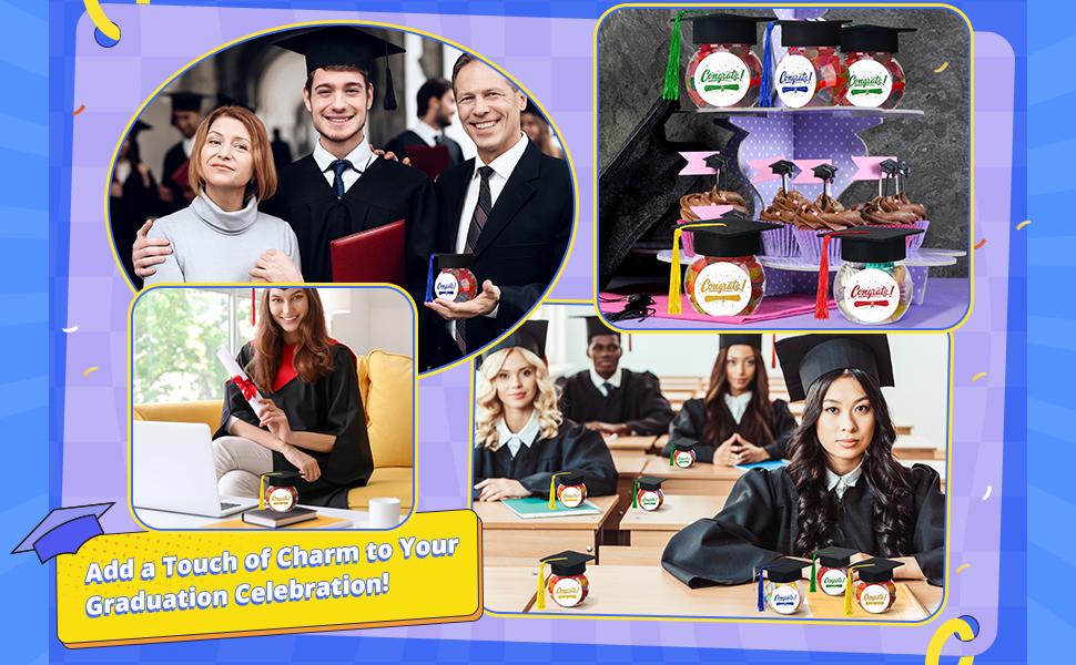 12/24 Pcs Class of 2026 Graduation Cap Candy Jars Set for Student- Multiple Colors, 8oz Graduation Party Decorations Gifts for School Party Guests 12/24 Pcs Class of 2026 Graduation Cap Candy Jars Set for Student- Multiple Colors, 8oz Graduation Party Decorations Gifts for School Party Guests