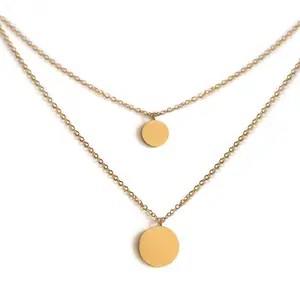 Arvo Layered Double Disc Necklace - Gold