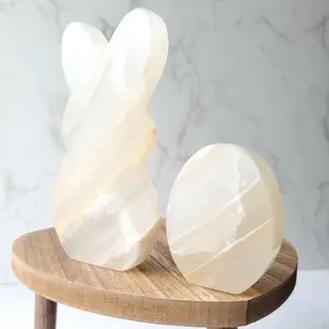 Natural Onyx Crystal Bunny and Egg Set