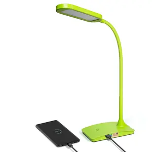 Green Desk Lamps for Home Office - Super Bright Small Desk Lamp with USB Charging Port, a Perfect LED Desk Light as Study Lamp, Bedside Reading Lights