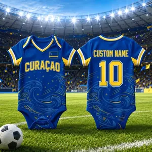 Personalized Curaçao Baby Bodysuit, Custom Name Number Infant Soccer Outfit, Curaçao Baby Jersey Gift ROY