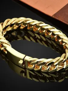 Trendy Cuban Chain Bracelet, High-End Jewelry, Plated with Precious Metal, Heart Pattern, Cute Style, All Seasons Accessory