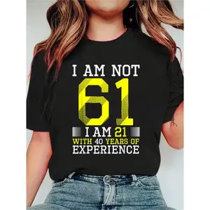 61st Birthday Man Woman 61 Year Old Gift T-Shirt Print Crew Neck Casual T-Shirt Short Sleeve Sports Top. Smart CasualStreet Style Women's Clothing graphic tees women crop tops summer outfits for women summer tops T-Shirt
