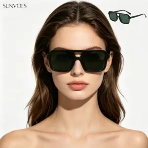 SUNVOES Retro Square Classic Aviator Sunglasses, Full-Rim Vintage Trendy Casual Aviator, Unisex Plastic Frame, UV Protection Lens, Lightweight Durable Daily Wear Eyewear tiktokshopspringglowup,summervibes outdoorfun