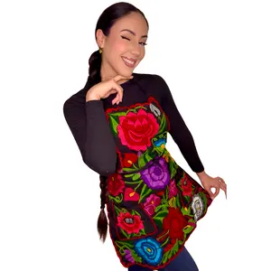 Mi Agenda Black Embroidered Kitchen Apron – Adjustable Fit, Made in Mexico