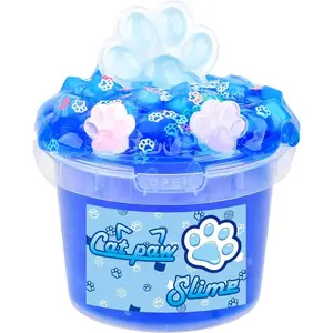Blue Crunchy Cat's Paw Slime,Super Soft and Non-Sticky, Great for Birthday Gifts for Girl and Boys,Party Favors,Christmas Stocking Stuffers（300ml）