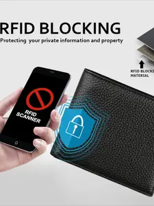 Men's High-Quality Rfid Wallet, Anti-Theft Multi-Card Holder with Coin Pouch, Large Capacity, Cowhide Material, Casual Style