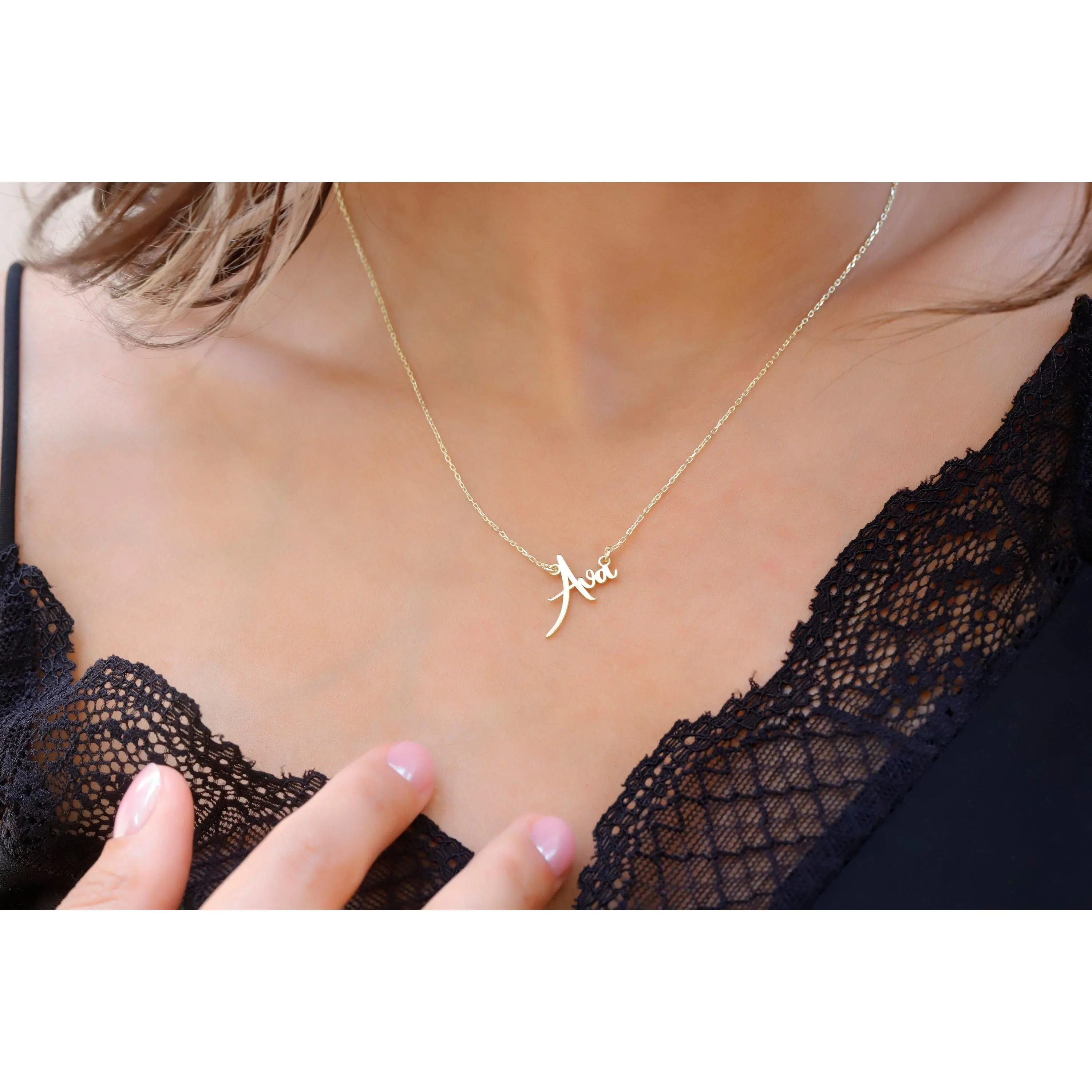 Personalized Name Necklace in Solid 925 Sterling Silver, Dainty Jewelry with Gold-Silver Options, Waterproof & Antitarnish, Unisex Birthday Gift with Gift Box, Casual, Adults, Custom Made, Skilled Artisans, 925 Real Silver Necklaces & Pendants, Jewelry Si