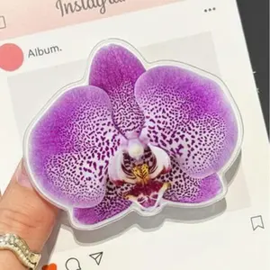 Purple Orchid Flower MagSafe Phone Grip – Realistic Floral Magnetic Pop Socket Kickstand for iPhone