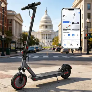 BLong Range Commuter Folding Electric Scooter for Adults | 12-50 Miles Max Range | 16-22 Mph Top Speed | 8.5"/10"/14" Tires | Dual Braking & Dual Suspension | App Connect | With Seat & Travel Bag