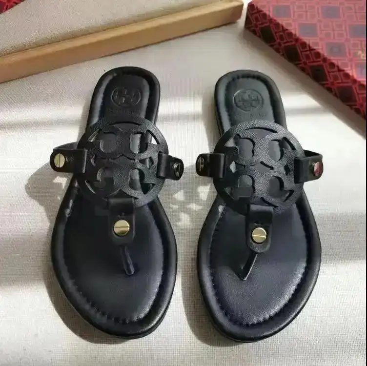 Women’s Flat Flip Flop Sandals - Hollow Out Rivet Beach Slippers for Summer, Vacation and Daily Wear