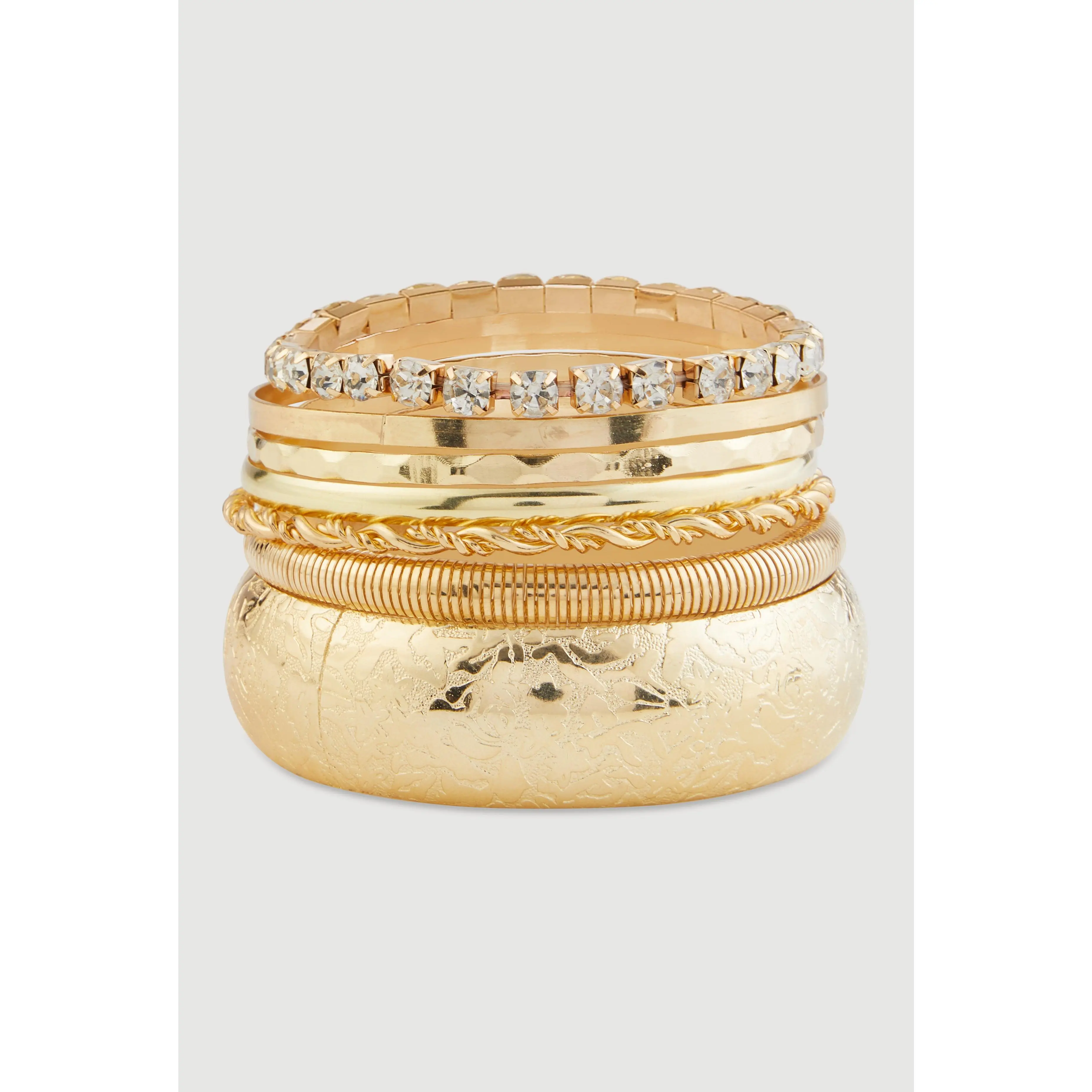 Assorted Metallic Stretch Bracelets and Bangles Set of 7