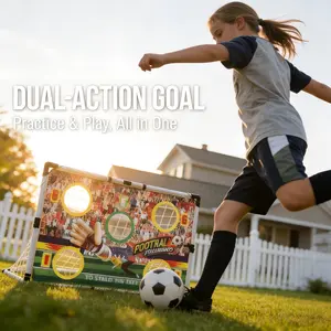 2-in-1 Portable Kids Soccer Goal with Target Net | 47in Indoor Outdoor Backyard Training Set | Kids Birthday Gift professional accessories youth ball sport equipment