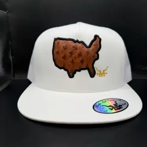 USA Ostrich SnapBack Hat with Unique USA Design and Gold Accents