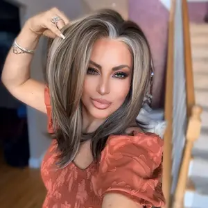 IMstyle Dyana Brown with Blonde Highlight Glueless 13*4 Lace Front Wigs Heat Friendly Synthetic Wig for Women Daily Wear