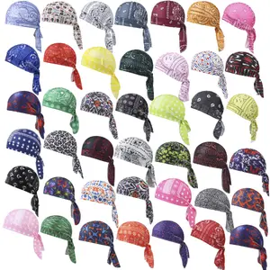 Men's sports hat Elastic Pirate Cap, 3PCS/4PCS/5PCS Breathable Mesh TailHeadscarf, Cycling Knit Skull Cap, ComfortableFashion Design, Cycling Sport Cashew Head Cap Men's and Women's Headscarf Cap
