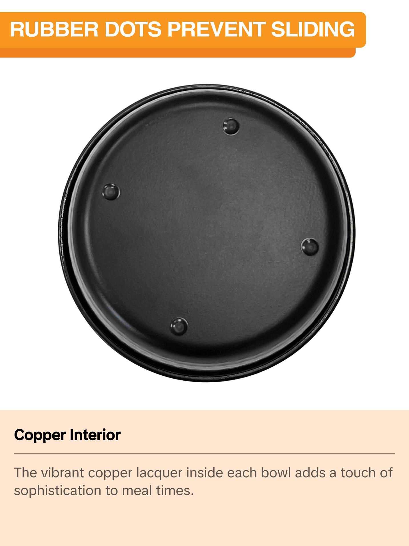 Neater Pets Hammered Black & Copper Pet Bowls for Dogs or Cats 16-64 Oz No-Skid Design Stylish Feeding Bowls Neater Pets Hammered Black & Copper Pet Bowls for Dogs or Cats 16-64 Oz No-Skid Design Stylish Feeding Bowls