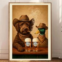 Red Golden Doodle with Busch Light