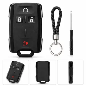 Key Fob Case Cover for Chevy Silverado Colorado & GMC Sierra Canyon (2014–2021) – 4 Button Remote Key Shell Replacement