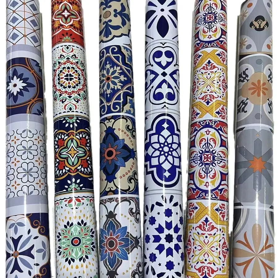 Creative Moroccan Flower Tile Mosaic Design Wallpaper, Self-Adhesive Kitchen Backsplash, Fireproof Insulation, Wholesale Bulk Buy, Floral Wallpaper Peel And Stick