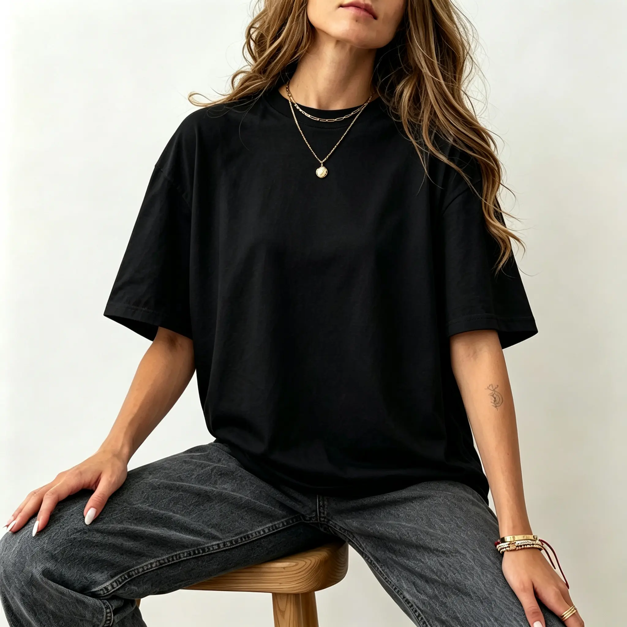 Women's 100% Cotton Premium Round Neck Loose-Fit T-Shirt - Comfortable, Breathable, Minimalist Simple Solid Color Basic Tee for Everyday Casual Wear
