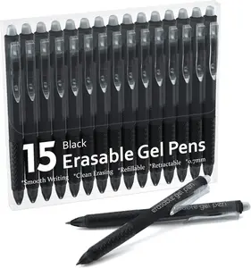 Erasable Gel Pens - 15 Pack (Black/Blue/Red) Retractable Fine Point Pens - Click to Erase Mistakes Instantly - Ideal for Writing, Planners, and Crossword Puzzles
