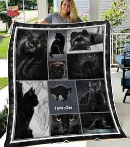 To My Cat Mom First Time Mothers Day Gift Fleece Blanket, Premium Sherpa Blanket, Black Cat Blanket, Cute Black Cat Blanket
