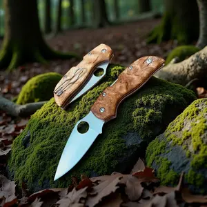 VG10 Folding Pocket Knife, EDC Knife for Men Women, 2.76" Damascus Blade Burl Wood Handle, Sharp Camping Hiking Knives