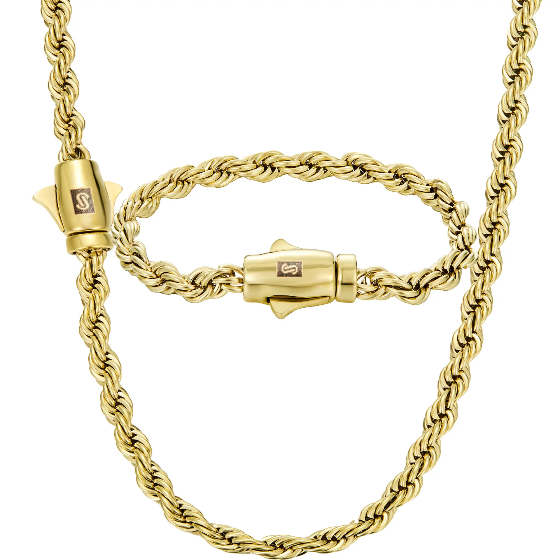 14K Gold Plated Rope Chain Necklace for Men Women, 4mm 6mm Hip Hop Chain 22 inch 24 inch, Facet Cut Tarnish Resistant Daily Wear Jewelry