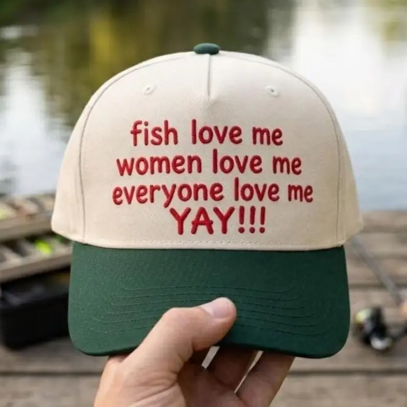Embroidered Fish, Women, Everyone Love Me YAY!!! Baseball Cap, Funny Angler Baseball Hat, Fishing Meme Cap, Gifts for Father, Fishing Lovers