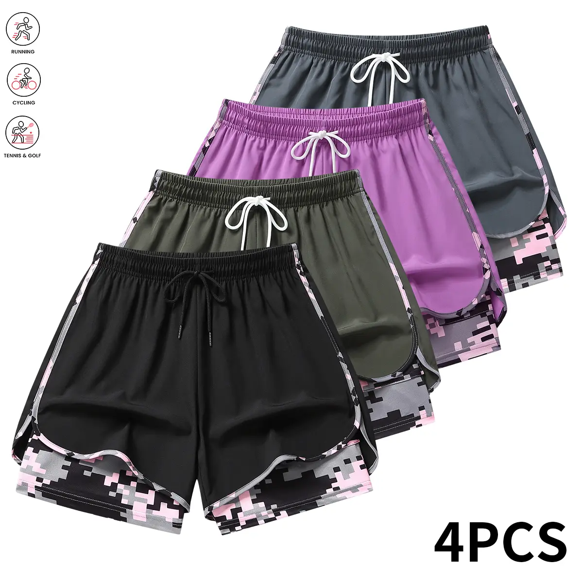 Black + Army Green + Purple + Dark Gray