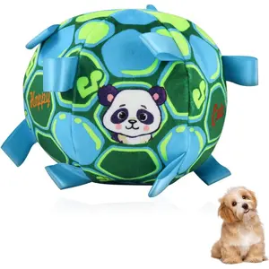 Squeaky Balls for Dogs, 15CM Dog Soccer Ball with Straps & Bell Inside for Tug of War Easy to Carry, Plush Soft Dog Toys for Small/Medium Breed, Kill Time Keep Busy (Blue,15CM)