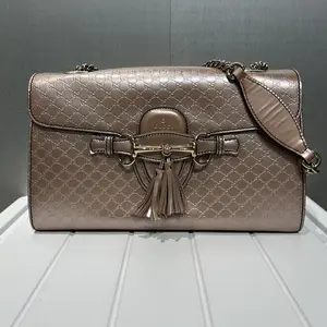 Pre-owned GUCCI Leather Shoulder Bags Shine Guccissima Medium Emily Chain Shoulder Bag Dark Cipria